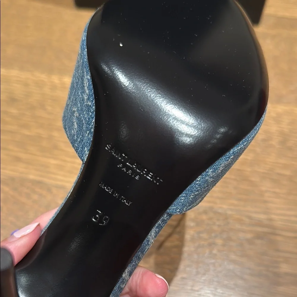 Saint Laurent Blue High Heel Mules - Picture 6 of 7